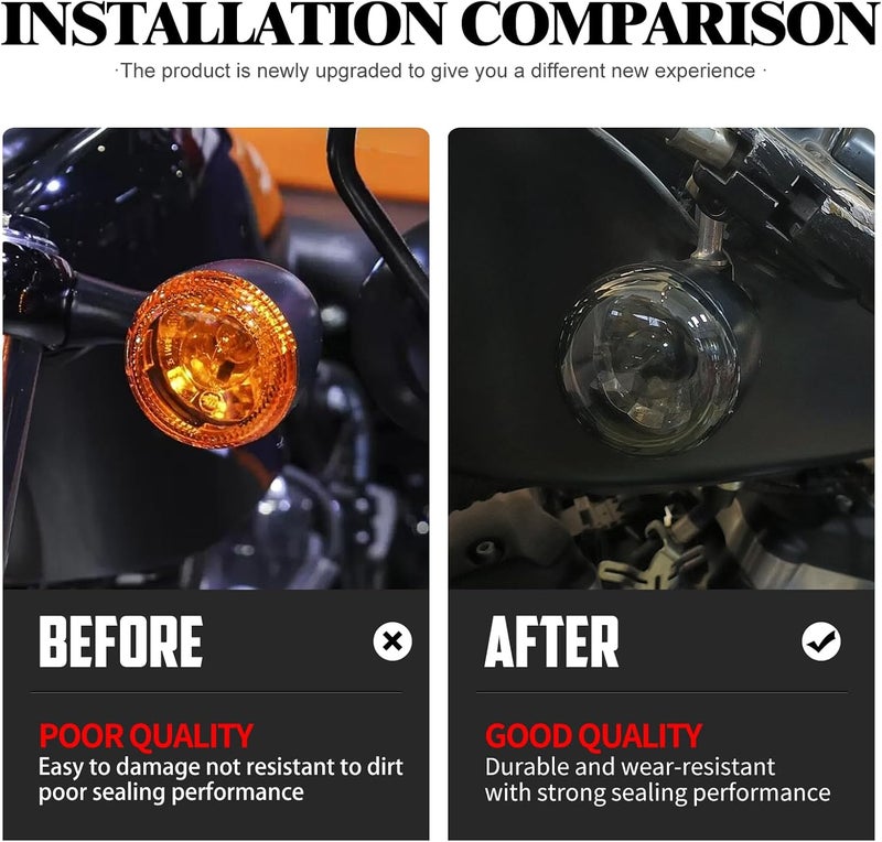 CARGLETRUE Turn Signal Light Lens Cover Front Rear Bullet Lights Fit For Harley Sportster 883 1200 Dyna Road Glide Street Glide (Smoked) - Image 4